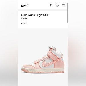 Nike dunk high 1985 coral pink high top shoes. Women’s size 9.5.